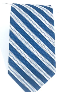 Brooks Brothers Repp Necktie 346 Navy Blue, Silver Gray 57L Gorgeous Colors - Picture 1 of 4