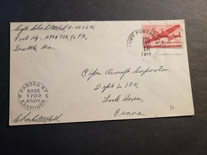 APO 729 SHEMYA ISLANDS, ALASKA 1944 Censored WWII Army Cover Officer's Mail - Picture 1 of 2