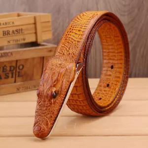 Cintura cool stile testa biker cintura nera cinture uniche coccodrillo alligatore - Foto 1 di 9