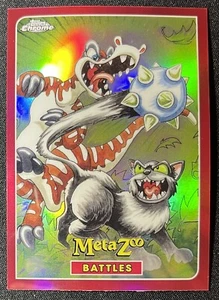 2022 Topps chrome MetaZoo Battles insert réfracteur rivière dinosaures vs argent chat B4 - Photo 1 sur 2