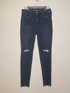 Pantalones de mezclilla para mujer American Eagle Jeggings 4 súper elásticos X4 en dificultades rascacielos - Imagen 1 de 22