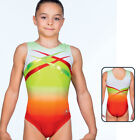 AGIVA 8659 Sleeveless Gymnastics Suit "Mat Look Printed" + Mesh + Rhinestone F: Lime Combo