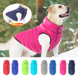 Warm Padded Dog Vest Coat Waterproof Puffer Jacket Clothes Reversible Labrador - Picture 1 of 20