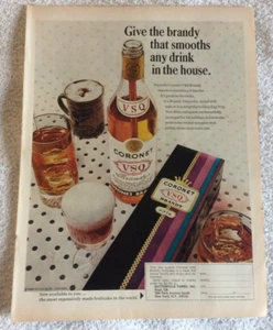 Coronet VSQ Brandy Give the Brandy that smooths any drink Vintage Print Ad 1968 - Imagen 1 de 6