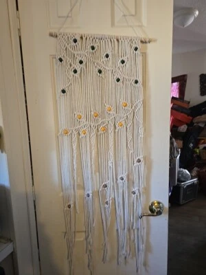 Tapiz colgante de pared macramé bohemio étnico elegante tapiz arte tejido Foto 1 de 3
