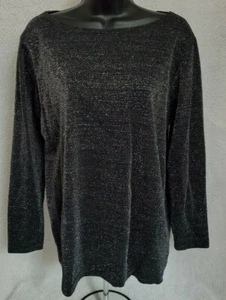 Jennifer Moore Womens Shirt Top Blouse Size M Medium Black Silver - Picture 1 of 12