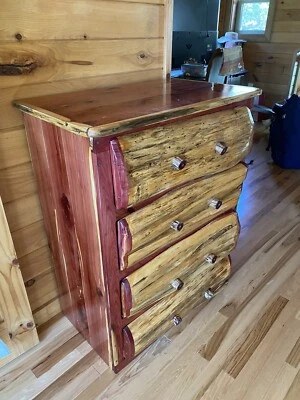 Rustic Cedar 4 Drawer Chest | Solid Wood 54"H 32"W Live Edge Dresser | Handmade - Image 1 of 4
