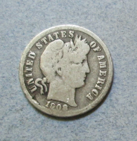 1908 D Barber Dime with Very Good Details Cover