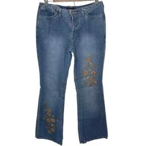 Jeans No Boundaries Vintage Y2K Azul con Cuentas Florales Bordadas Talla 7 - Imagen 1 de 6