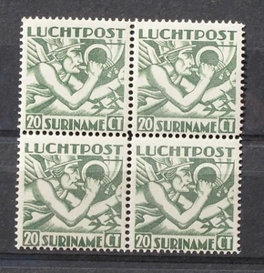 Niederländisch Suriname 4er Block Luftpost 20ct NVPH # LP3 - MOG NH hervorragend - Bild 1 von 2