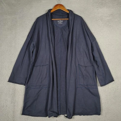 Cárdigan Buda Neón Para Mujer Pequeño Azul Marino Elastizado Frente Abierto Manga Larga Lagenlook Foto 1 de 4