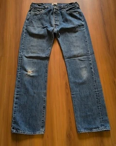 Pantalones Levis 501 Para Hombre 34x34 Azul Denim Algodón Lavado Medio Pierna Recta Botón Mosca - Imagen 1 de 20