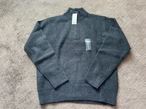 Uniqlo Souffle Garn halber Reißverschluss Pullover Herren dunkelgrau Wollmischung Large $ 49,90 - Bild 1 von 7