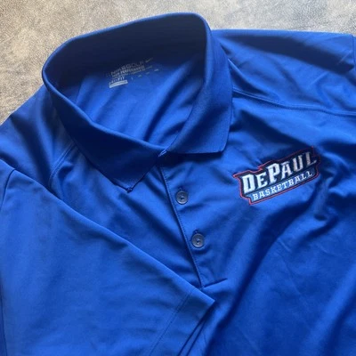DePaul Blue Demons Basketball Polo Shirt Men's 2XL Embroidered Dri-Fit - Image 1 of 4