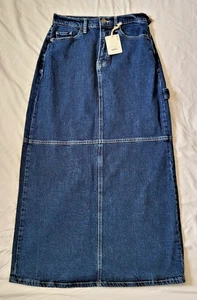 ANA Rock Damen 2 High Rise Cargo Maxi Rückenschlitz Taschen Dark Rinse 90s Y2K - Bild 1 von 11