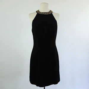Vtg 90s CDC Petites Black Sleeveless Gold Rhinestone Cocktail Dress Women’s 6 - Picture 1 of 10