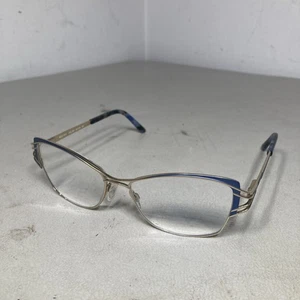 Cazal Mod 1271 Eyeglass Frames Silver Blue 55-16-135 Cat Eye Germany Titanium - Picture 1 of 7