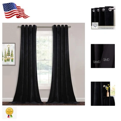 Cortinas de panel de terciopelo negro de felpa 108 pulgadas - elegantes cortinas de oscurecimiento de habitación Foto 1 de 4
