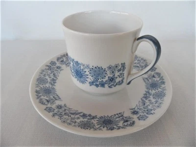Vintage Retro Royal Doulton England Cranbourne Blue & White Floral Cup & Saucer - image 1 of 4