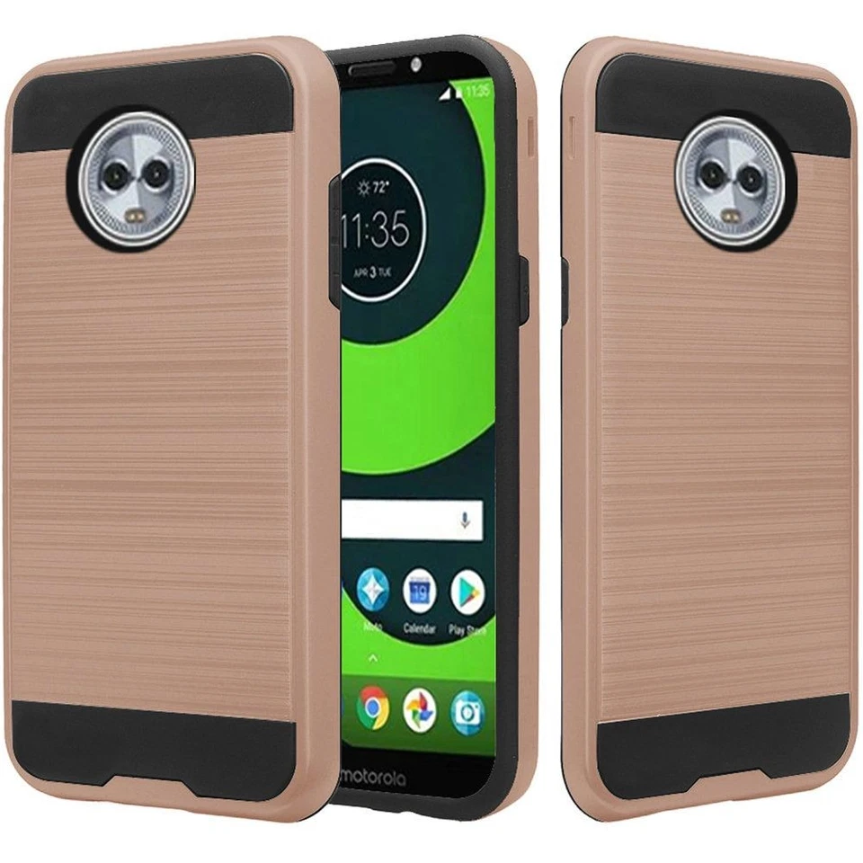 GSA 金属拉丝混合保护壳 适用于摩托罗拉 Moto G6 Plus - 玫瑰金 — 第 1/1 张图片
