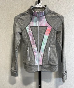 Ivivva Girls Gray Multicolor Full Zip Track Jacket Size 10? *See Measurements! - Picture 1 of 7