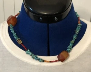 Beaded Stone Howlite and Agate Necklace READ - Picture 1 of 8