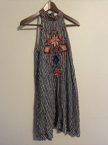 VETEMENTS Abito donna THML ricamato floreale taglia S vacanza artistica spiaggia fiori foderato