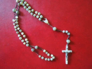 J5464 ANTIGUA FREGONA FRANCIA PLATA CUENTAS TAPADAS ROSARIO LONGITUD 49 CM VER DESCRIPCIÓN - Imagen 1 de 7