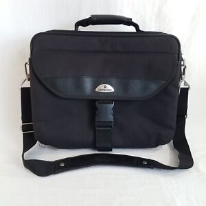 Samsonite Black Laptop Briefcase 15x12x4" Leather & Canvas Travel Case
