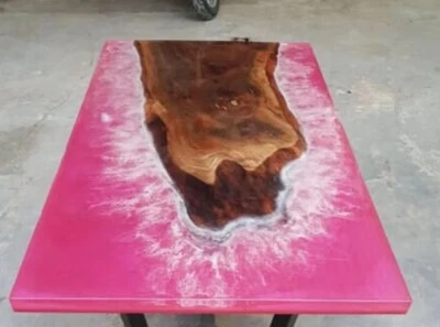 Pink Epoxy Table, Resin Table, River Coffee Table, Live Edge Table, Wooden Table - Image 1 of 3