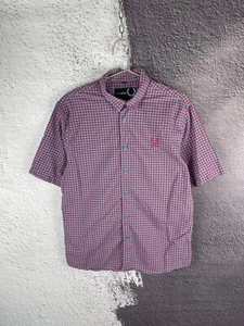 Raf Simons x Fred Perry checkered plaid ss shirt logo - Picture 1 of 10