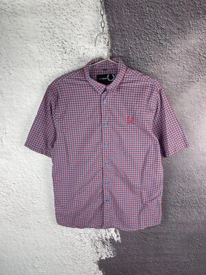 Raf Simons x Fred Perry checkered plaid ss shirt logo - Image 1 of 4