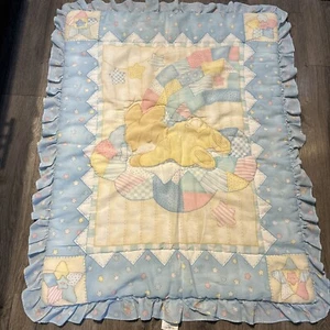 Vintage Bright Future Sleeping Bunny Stars Pastell Krippe Baby Decke USA GUC - Bild 1 von 10