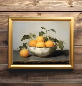 Kitchen Still Life Painting | Rustic Farmhouse Oranges Art Print - Picture 1 of 4