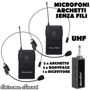 COPPIA RADIOMICROFONI UHF BODYPACK CON MICROFONI ARCHETTO - Foto 1 di 4
