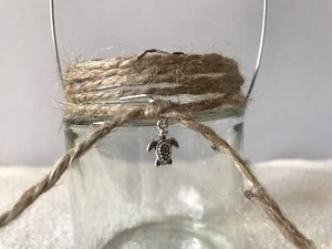 Hanging glass jar tea light Candle Holder wedding twine Lantern Vase Turtle - Picture 1 of 6