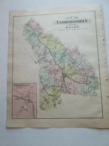 1894-1895 ANTIQUE MAP, STUART'S MAINE ATLAS, "ANDROSCOGGIN CTY, LEWISTON AUBURN - Picture 1 of 2