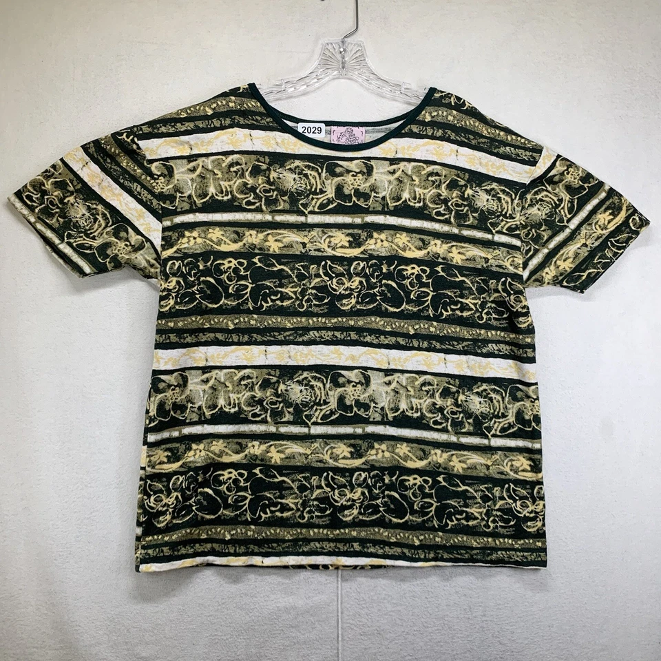Camiseta vintage para mujer grande geométrica a rayas floral Fair Isle lona con encanto Foto 1 de 4