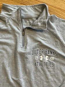 Camisa Under Armour Suelta HeatGear 1/4 Cremallera Grande Blanca/Gris Bancos Exteriores - Imagen 1 de 7