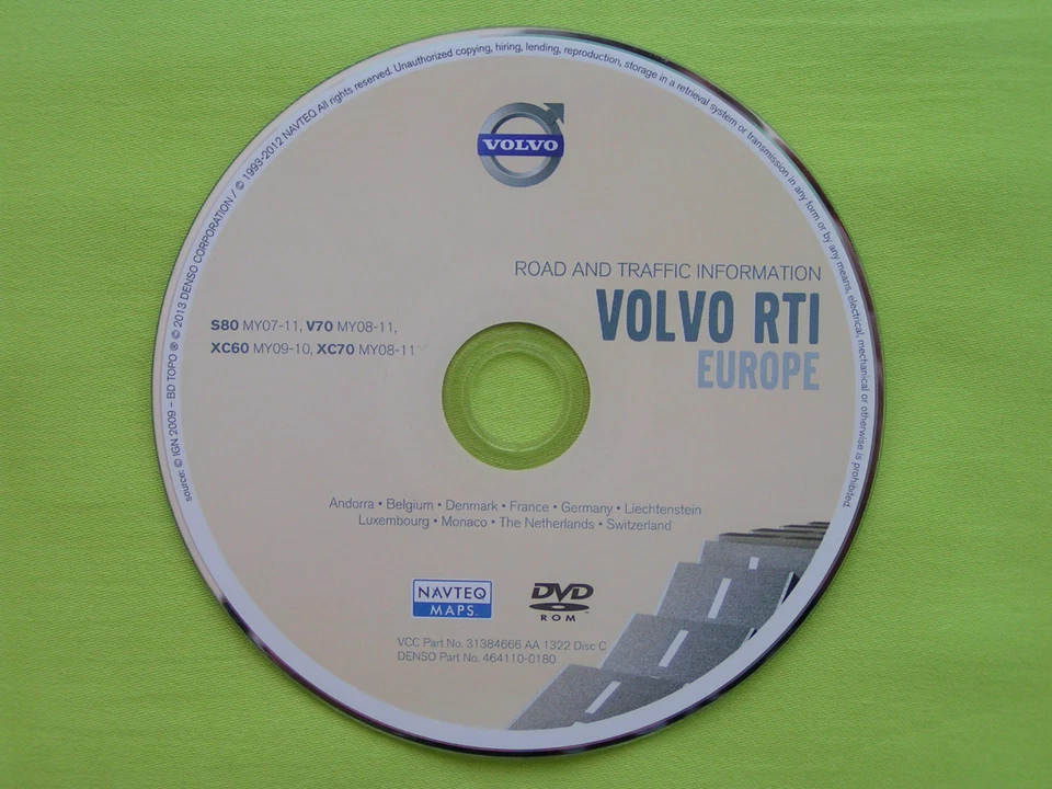 VOLVO RTI DVD NAVIGATION DEUTSCHLAND + EU BENELUX FRANCE 2013 S80 V70 XC60 XC70 - Bild 1 von 1