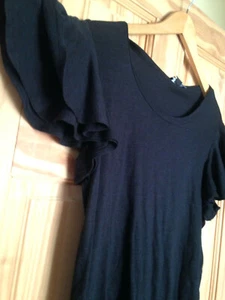 NWT DREW Designer Black Ruffled Sleeve Classic TJ11996 T-Shirt Top M $110 - Picture 1 of 6