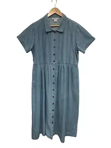 Vestido Bridgewater Vitg Denim Botón Delantero Manga Corta Bolsillos Lagenlook Talla 14P - Imagen 1 de 6