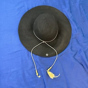 Peter Grimm cowboy hat Black Tassel Feather Western Equestrian Wool - Picture 1 of 7