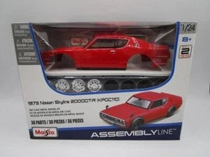 Maisto 1:24 Assembly Line 1973 Nissan Skyline 2000GT-R Red Car Model Kit 36 Pcs - Picture 1 of 4