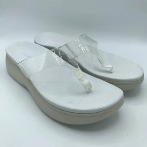 Neu ohne Karton Vionic leuchtende weiße transparente Damen-Plateausandalen mit T-Riemen Größe 11 NEU - Bild 1 von 10