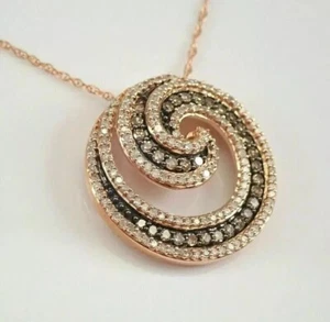 2Ct Round Cut Lab Created Chocolate Diamond 14K Rose Gold Plated Women's Pendant - Picture 1 of 5