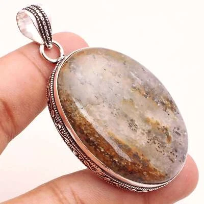 Achat Edelstein Versilbert Handmade Anhänger Schmuck Geschenk 5cm P-14521 - Bild 1 von 3
