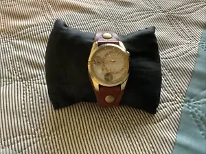 FOSSIL TWIST GOLDTONE BEZEL WOMENS WATCH BROWN LEATHER BAND - Picture 1 of 3