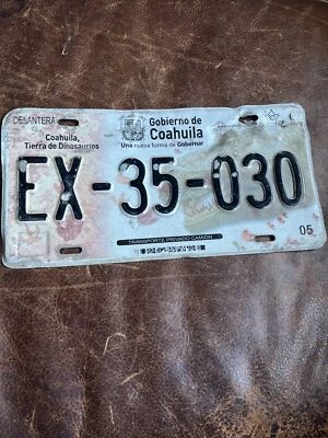 2013 Mexico License Plate 🇲🇽 Vintage Coahuila Tag Rear Mexican EX 35 030 - Image 1 of 4