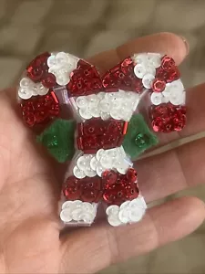 Christmas Pin Candy Canes Vintage Jewelry Holiday Festive Sparkly Handmade - Picture 1 of 4